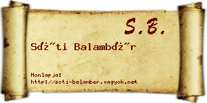 Sóti Balambér névjegykártya